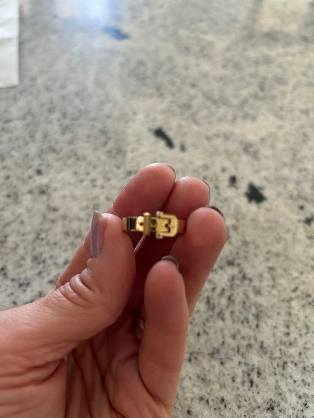 Henri Bendel Gold Buckle Ring size 5.5